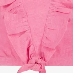 TwoDay Geknoopt meisjes T-shirt met ruches roze Clearance
