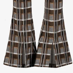 MyWay Geruite meisjes flared broek bruin grijs Outlet