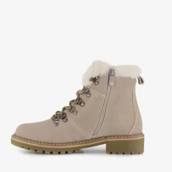 Hush Puppies Gevoerde suede dames veterboots beige Outlet