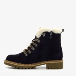 Hush Puppies Gevoerde suede dames veterboots navy