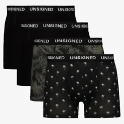 Unsigned Heren boxershorts 4 pack zwart met print Discount