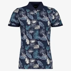 Unsigned Heren polo met print blauw Discount