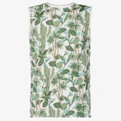 Unsigned Heren singlet met botanische print wit Discount