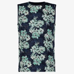 Unsigned Heren singlet met botanische print blauw Outlet