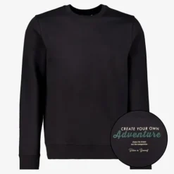 Unsigned Heren sweater met backprint zwart Outlet