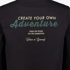 Unsigned Heren sweater met backprint zwart Outlet