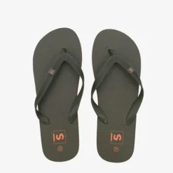 Scapino Heren teenslippers groen met oranje details New