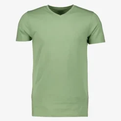 Unsigned Heren T-shirt groen V-hals New