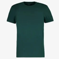 Unsigned Heren T-shirt katoen ronde hals smaragdgroen Outlet