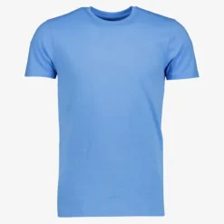 Unsigned Heren T-shirt katoen ronde hals azuurblauw Online