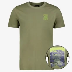 Unsigned Heren T-shirt met backprint groen Online