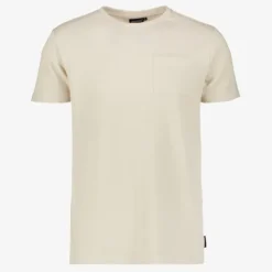 Unsigned Heren T-shirt met borstzakje beige Discount