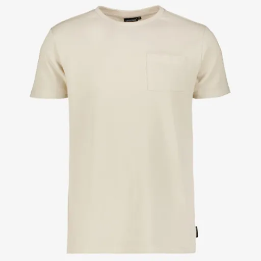 Unsigned Heren T-shirt met borstzakje beige Discount