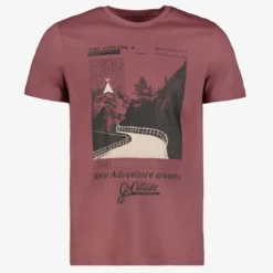 Unsigned Heren T-shirt met opdruk bruin Hot