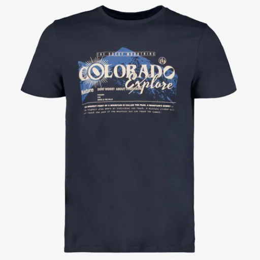 Unsigned Heren T-shirt met opdruk donkerblauw Hot