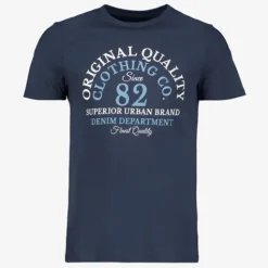 Unsigned Heren T-shirt met opdruk navy Sale