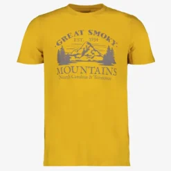 Unsigned Heren T-shirt met opdruk van bergen geel New