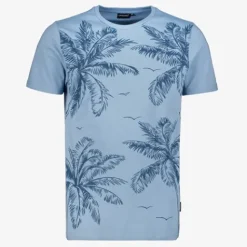 Unsigned Heren T-shirt met palmbomen blauw Discount