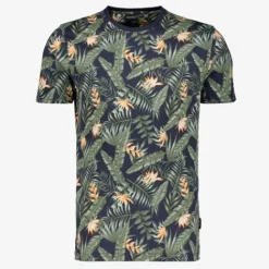 Unsigned Heren T-shirt met tropische print blauw Hot