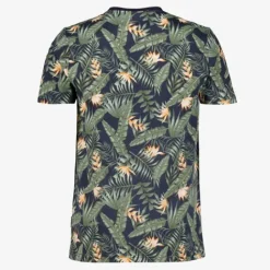 Unsigned Heren T-shirt met tropische print blauw Hot