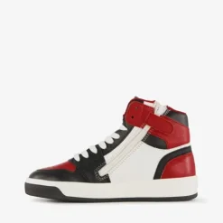 Groot Hoge leren jongens sneakers rood zwart