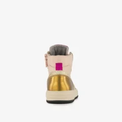 Groot Hoge leren meisjes sneaker roze goud Outlet