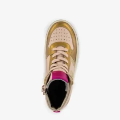 Groot Hoge leren meisjes sneaker roze goud Outlet
