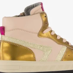 Groot Hoge leren meisjes sneaker roze goud Outlet