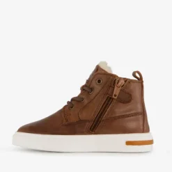 Groot Hoge leren sneakers voor jongens cognac Hot