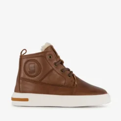 Groot Hoge leren sneakers voor jongens cognac Hot