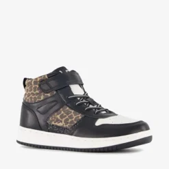 Blue Box Hoge meisjes sneakers met panterprint details zwart Sale