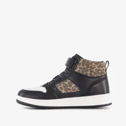 Blue Box Hoge meisjes sneakers met panterprint details zwart Sale