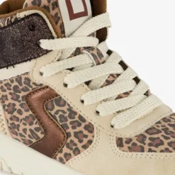 Blue Box Hoge meisjes sneakers met panterprint details beige Sale