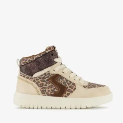 Blue Box Hoge meisjes sneakers met panterprint details beige Sale