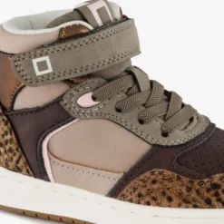 Blue Box Hoge meisjes sneakers met panterprint details bruin Hot