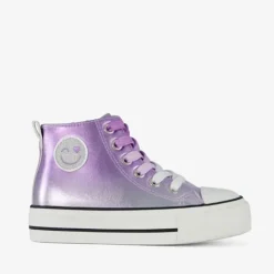 Blue Box Hoge meisjes sneakers paars smiley