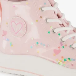 Blue Box Hoge meisjes sneakers roze met hartjes New