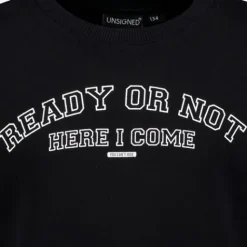 Unsigned Jongens sweater met tekstopdruk zwart Best