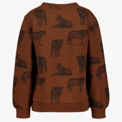 Unsigned Jongens sweater met wolven bruin New