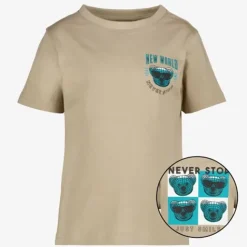 Unsigned Jongens T-shirt met backprint beige Clearance