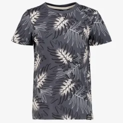 Unsigned Jongens T-shirt met palmbladeren blauw Best