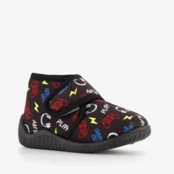 Thu!s Kinder pantoffels zwart met print New