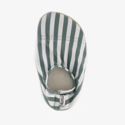 Slipstop Kinder schoenen wit met groene strepen New