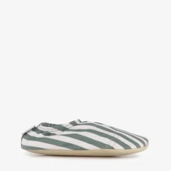 Slipstop Kinder schoenen wit met groene strepen New