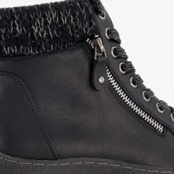 Blue Box Lage gevoerde dames veterboots zwart Discount