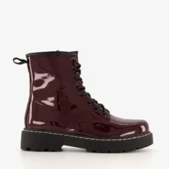 Blue Box Lak dames veterboots Bordeauxrood Clearance