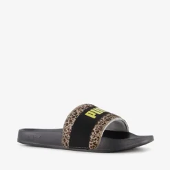 Puma Leadcat 2.0 dames badslippers met panterprint details zwart Outlet