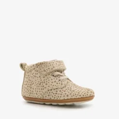 Groot Leren babyschoenen beige met stippenprint Best
