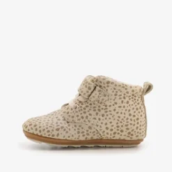 Groot Leren babyschoenen beige met stippenprint Best