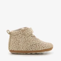Groot Leren babyschoenen beige met stippenprint Best